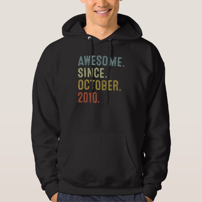 12 Years Old  Awesome Since October 2010 12th Birt Hoodie (Vorderseite)