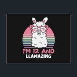 12 Years Old Bday Llamazing 12th Birthday Llama Postkarte<br><div class="desc">Retro Vintage Style Birthday Gift Design Perfect To Pair With Shorts,  Leggings Or Jeans For A Casual Yet Trendy Look. Humorous Funny Humor Birthday Gift Outfit For Family Member,  Loved One Or Yourself. Matches Loads Of Clothes. GET YOURS TODAY!</div>