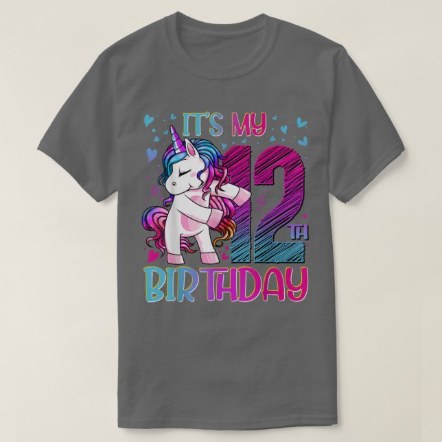12 Years Old Unicorn Flossing 12th Birthday Girl U T-Shirt (Design vorne)