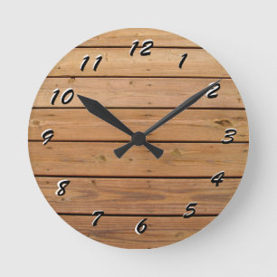 12 Zahlenoptionen — Holzuhr Runde Wanduhr