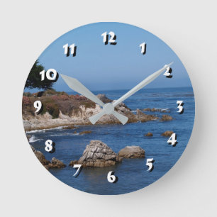 12 Zahlenoptionen - Rocky Coastline-Clock Runde Wanduhr