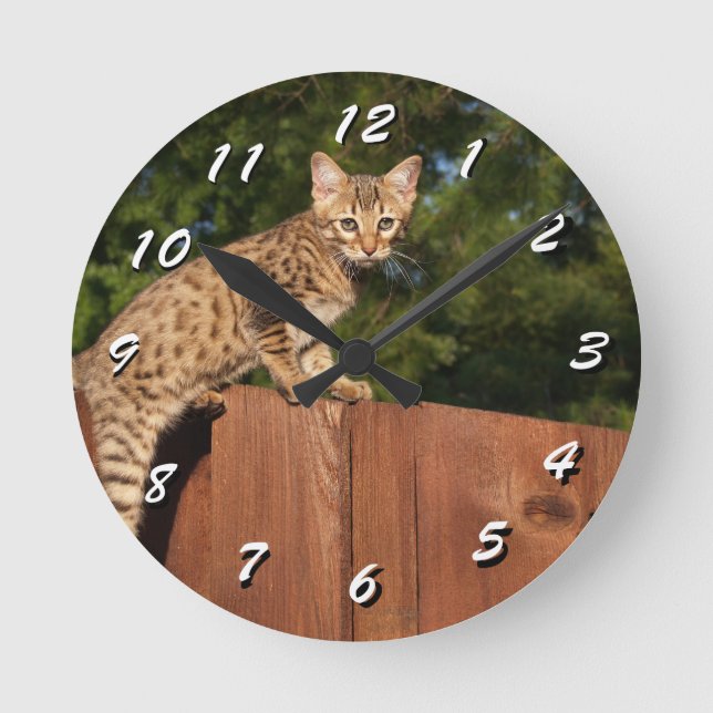 12 Zahlenoptionen wählen - Cat Clock Runde Wanduhr (Vorderseite)