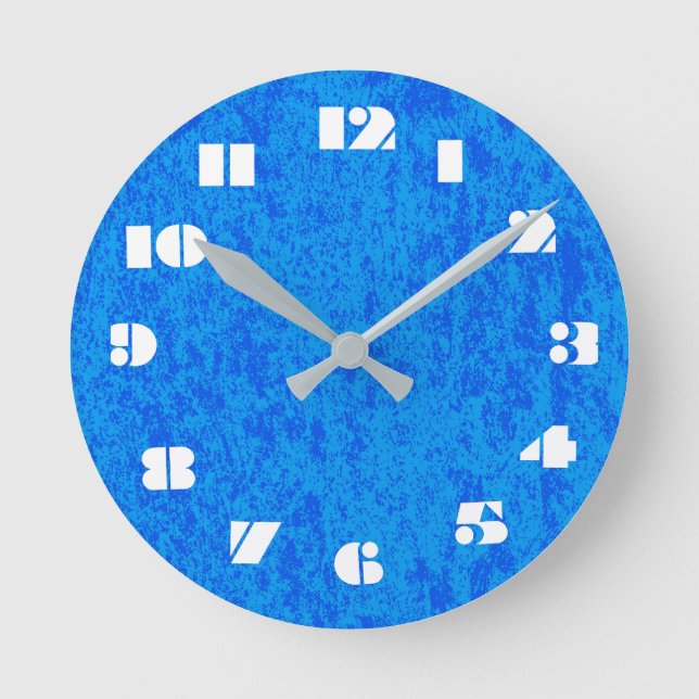 12 Zahlenoptionen zur Auswahl aus der blauen Marmo Runde Wanduhr (Vorderseite)