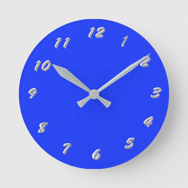12 Zahlenoptionen zur Auswahl aus Neon Blue Clock Runde Wanduhr (Vorderseite)