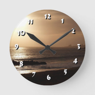 12 Zahlenoptionen zur Auswahl der goldenen Sunset- Runde Wanduhr