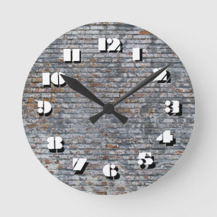 12 Zahlenoptionen zur Auswahl-Graue Brick-Clock Runde Wanduhr