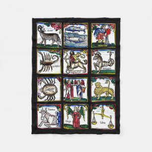 12 Zodiac-Zeichen Geburtstagssymbole Kunst Fleecedecke