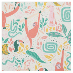(12in) Jungle Happy Animal Muster helle Farben Stoff