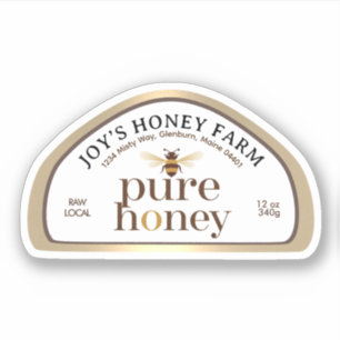 12oz Skep-förmiges Honey Label Gold Border & Biene