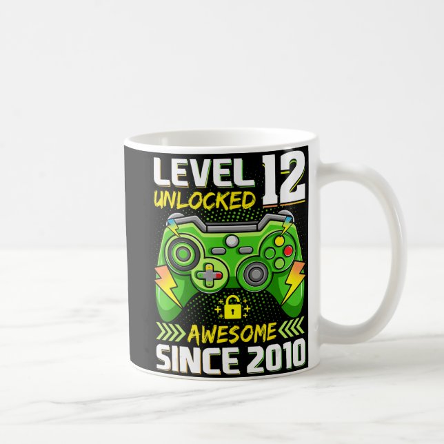 12th Birthday Gift Level 12 Unlocked Awesome 2010  Kaffeetasse (Rechts)