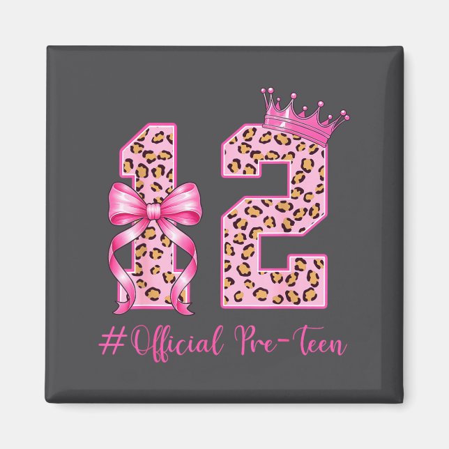 12th Birthday Girl Nk Coquette Bow Leopard 12 Year Magnet (Vorne)
