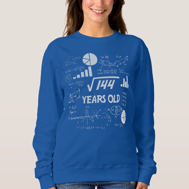 12th Birthday Love Math Square Root 144 Teacher Sweatshirt (Vorderseite)