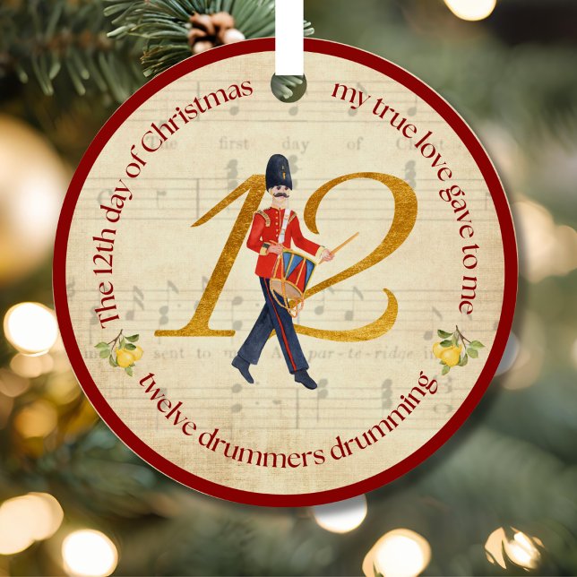 12th Day of Christmas Twelve Drummers Drumming Ornament Aus Metall (Von Creator hochgeladen)