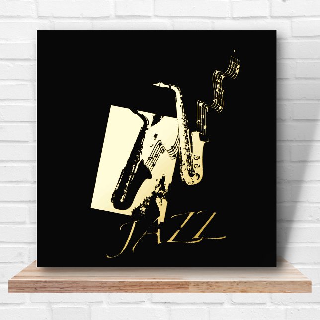 12x12 Black GOLD Jazz Saxophone Musik von Leah Foliendrucke (Von Creator hochgeladen)