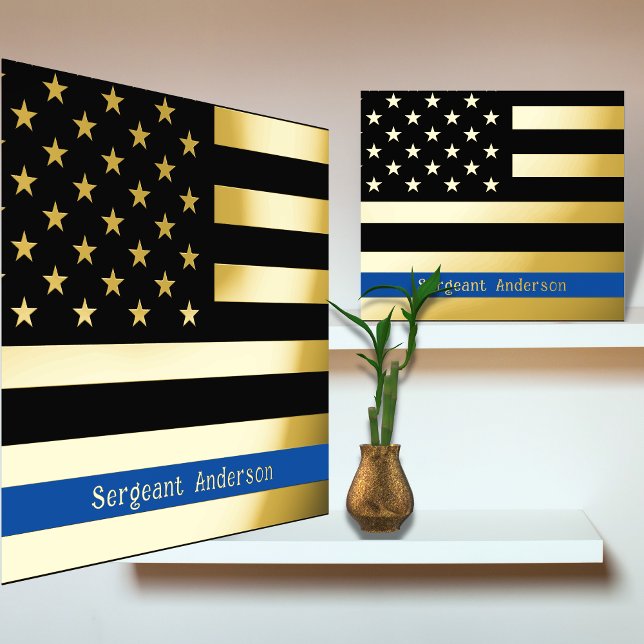 12x12 dünne blaue Linie US-Flagge Echte GOLD FOIL Foliendrucke (Von Creator hochgeladen)