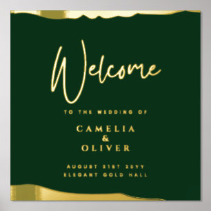 12x12 FOIL GREEN Gold Elegant Wedding Welcome Sign Foliendrucke