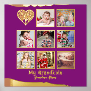 12x12 Foto Collage REAL GOLD FOIL Magenta Pink Foliendrucke