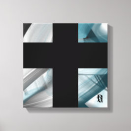 12x12" Trend Abstract Art Canvas Black White Blue Leinwanddruck