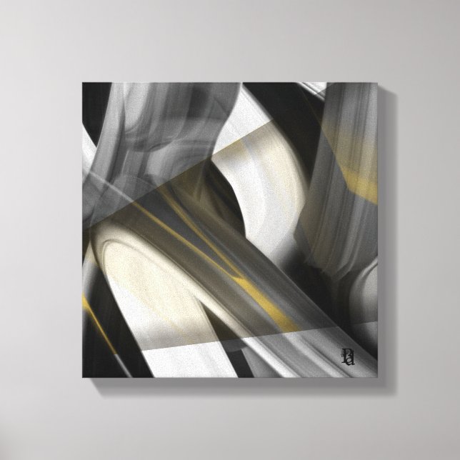 12x12" Trend Abstract Art Canvas Black White Gold Leinwanddruck (Vorderseite)