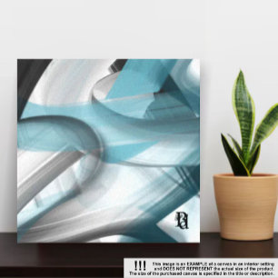 12x12" Trend Abstrakt Art Leinwand Schwarz-weiß Bl