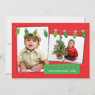 12x18 2 Foto Weihnachtsbeleuchtung Fotokarte Feiertagskarte
