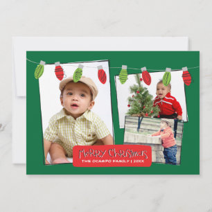 12x18 3 Foto Weihnachtsbeleuchtung Fotokarte Feiertagskarte