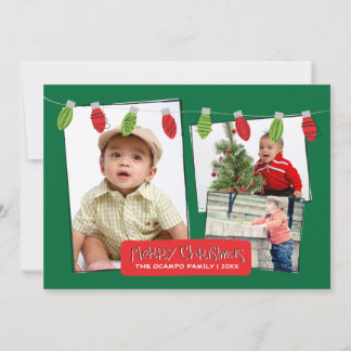 12x18 3 Foto Weihnachtsbeleuchtung Fotokarte Feiertagskarte
