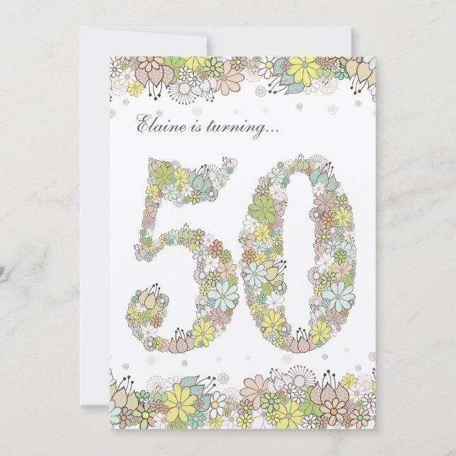 12x18 50. Geburtstag Party Naturblüte Einladung (Vorderseite)