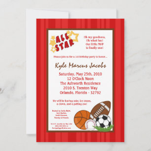 12x18 AllStar MVP SportBall Geburtstag Einladung