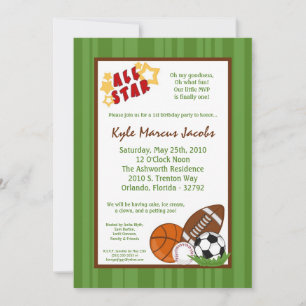 12x18 AllStar MVP SportBall Geburtstag Einladung
