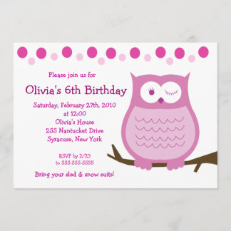 12x18 Amore Owl Pink Girl Geburtstagseinladung Einladung