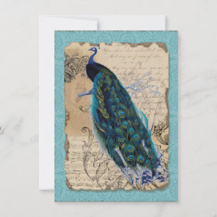 12x18 Ancient Peacock Vintage Hochzeit Einladung