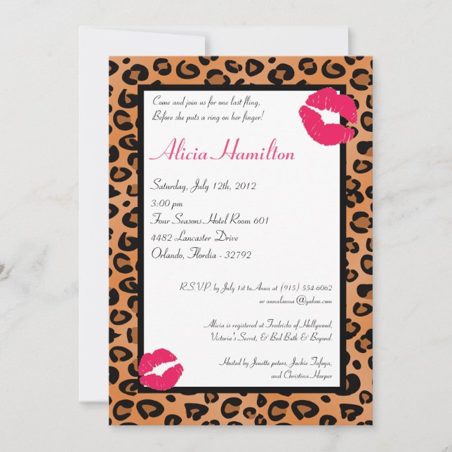 12x18 Animal Print Bachelorette Einladung (Vorderseite)