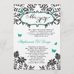 12x18 Aquamarin Butterfly Quinceanera Geburtstag E Einladung