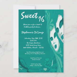 12x18 Aquamarin Masquerade Sweet 16 Geburtstag Ein Einladung