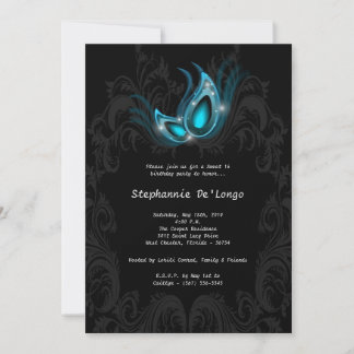 12x18 Aquamarin Masquerade Sweet 16 Geburtstag Ein Einladung