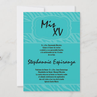 12x18 Aquamarin Zebra Print Quinceanera 15 Einladu Einladung