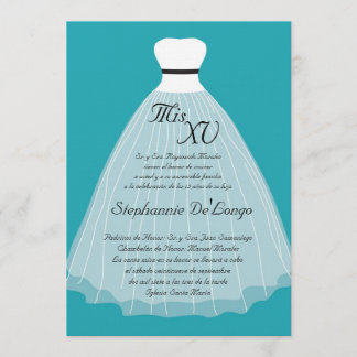 12x18 Aquamarine Kleidung Quinceanera Geburtstag E Einladung