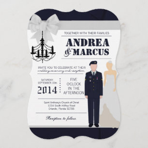12x18 ARMY Blues Bride Uniform Hochzeit Einladung