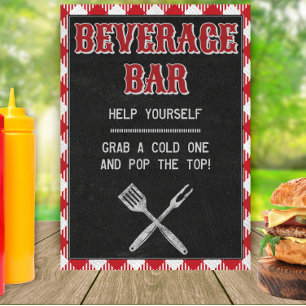 12x18 Backyard GRILLEN Birthday Beverage Bar Table Poster