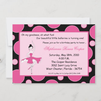 12x18 Ballerina Tanz Geburtstagsparty Einladung