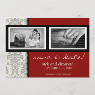 12x18 barockes schwarzes/rotes Zwei-Foto Save the Save The Date