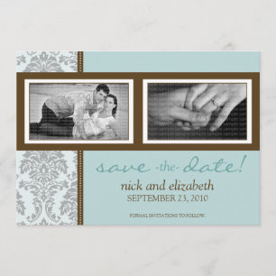 12x18 Baroque Aqua/Braun Save the Date zwei Foto
