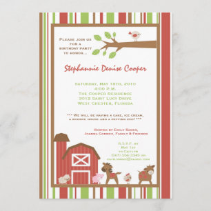 12x18 Bauernhof-rote Einladung