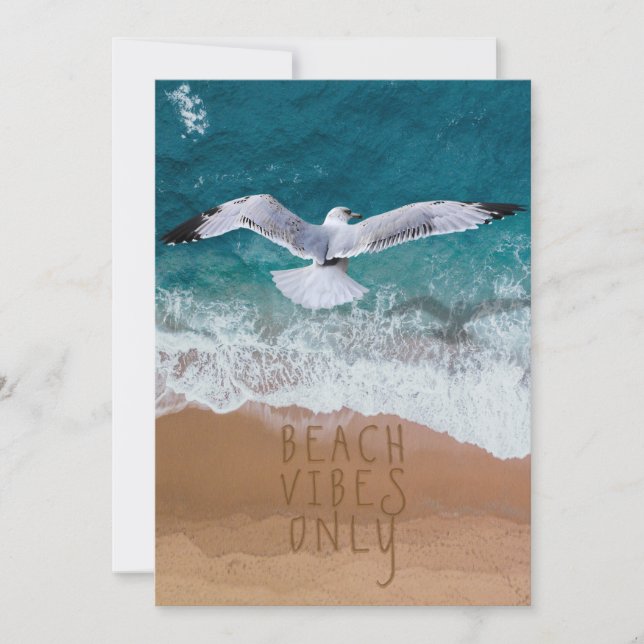 12x18 Beach Vibes Only Seagull Seashore Beach Art (Vorderseite)