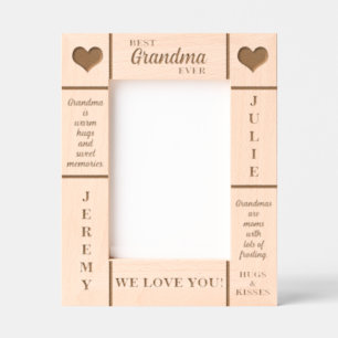 12x18 BEST Oma je Großkinder Namen Etched Frame Geätzte Rahmen