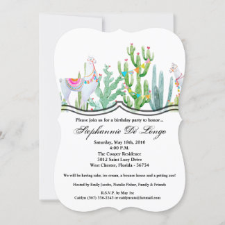 12x18 Birthday Einladung Boho Llama Bohemisch Cact