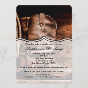 12x18 Birthday Einladung Cowboy Boots Barn Wood Ru