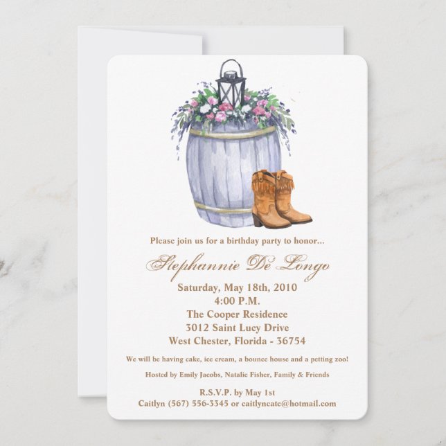 12x18 Birthday Einladung Sommer Land Hochzeit Rus (Vorderseite)