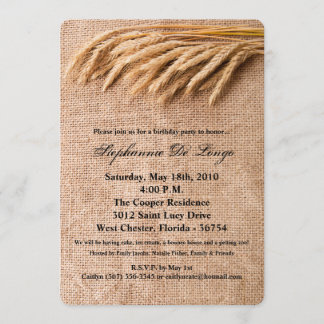 12x18 Birthday Einladung Wheat on Burlap Sack Coun